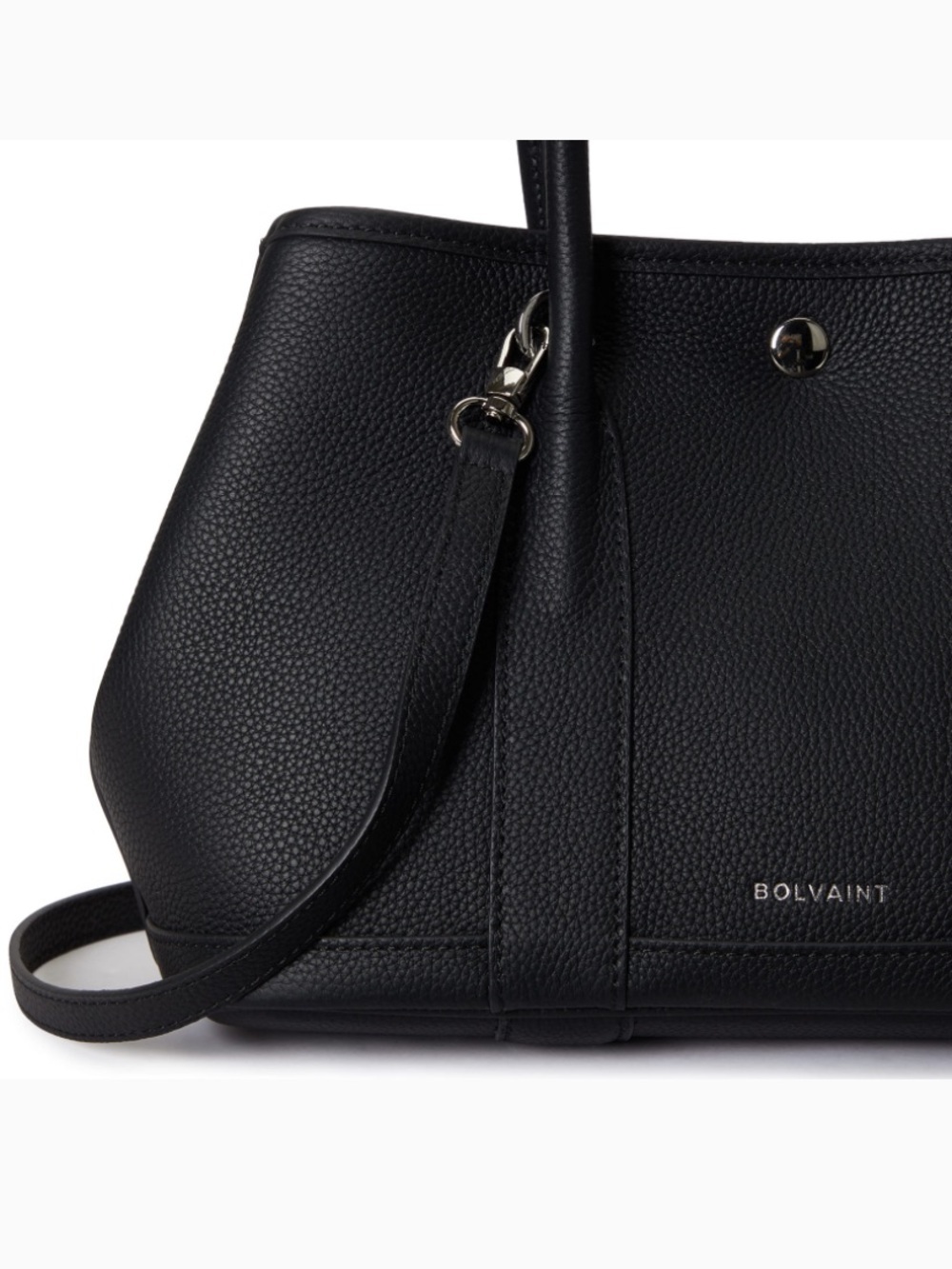 Bolvaint “The Coralie Tote” Matte Midnight Black Top Grain Pebbled Leather - Picture 7 of 8